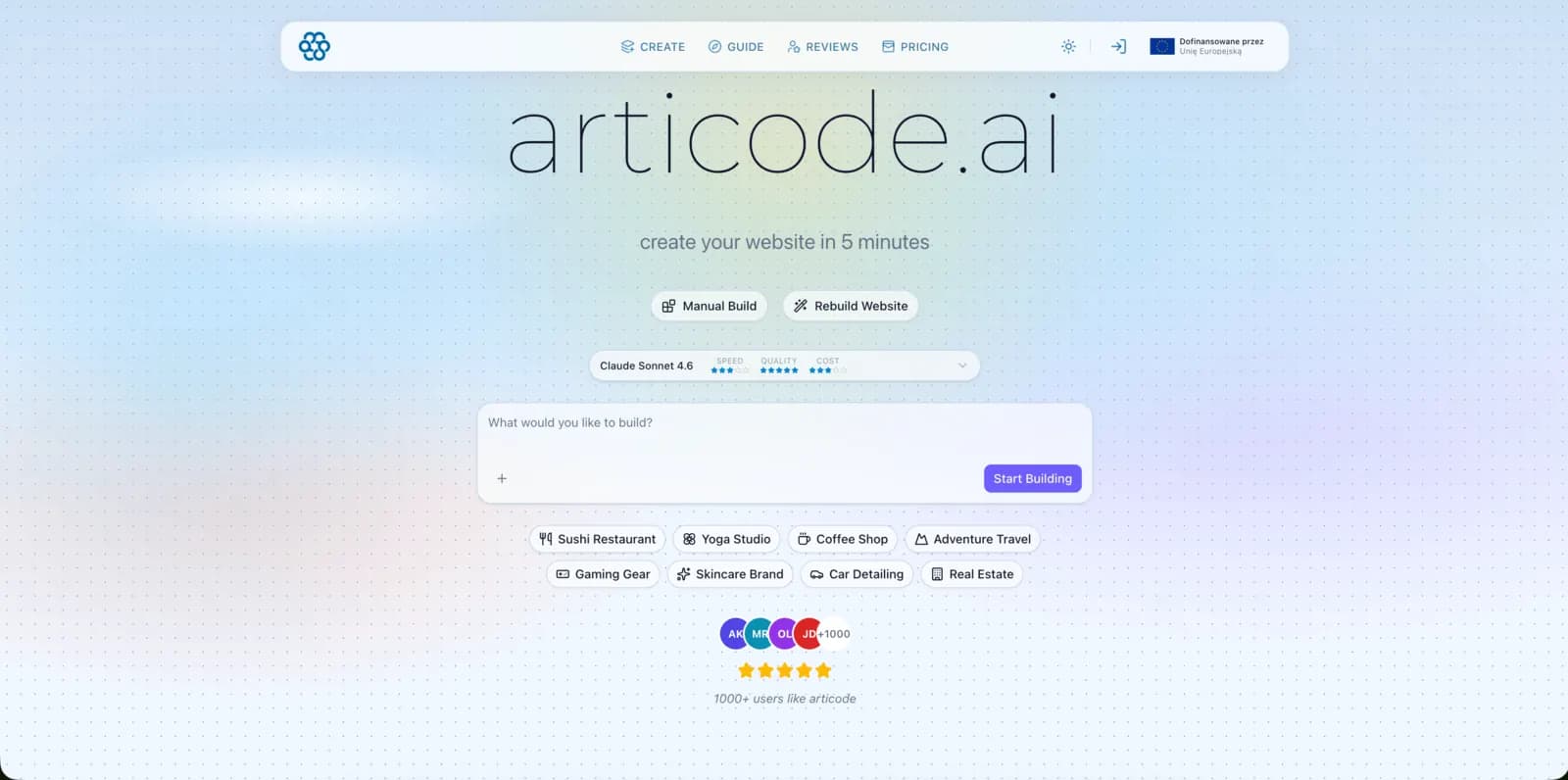 Articode AI website builder and publishing platform